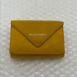 Balenciaga Yellow Leather Compact Wallet